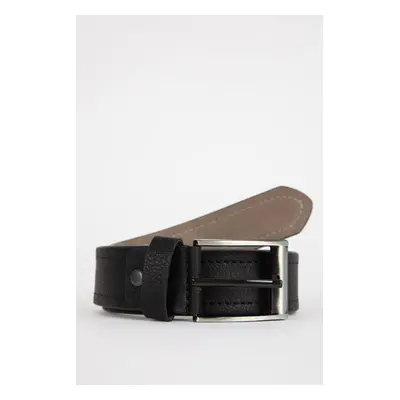 DEFACTO Men's Rectangle Buckle Faux Leather Jeans Belt