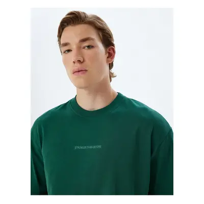 Koton Oversize T-Shirt Slogan Printed Crew Neck Short Sleeve Cotton