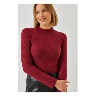 Bianco Lucci Women's Turtleneck Basic T-Shirt