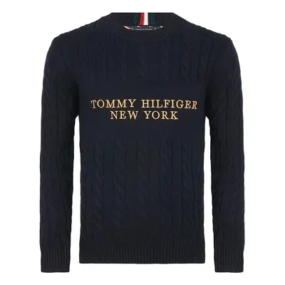 Tommy Hilfiger Sweater - GRAPHIC CABLE SWEATER dark blue