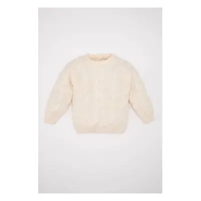 DEFACTO Baby Boy Ecru Crew Neck Knitwear Sweater