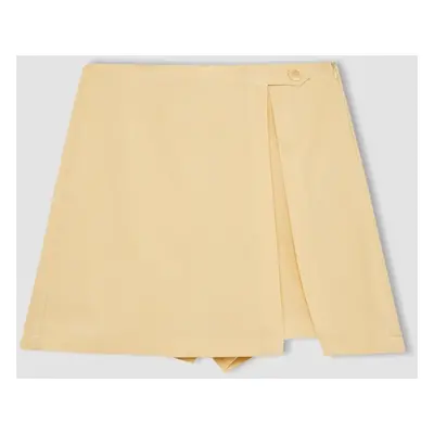 DEFACTO Regular Fit High Waist Linen Blend Shorts Skirt