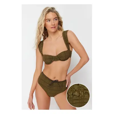 Trendyol Khaki Balcony Bikini Top