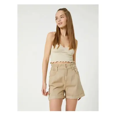 Koton Elastic Waist Standard Women's Beige Shorts 3SAL40017MW