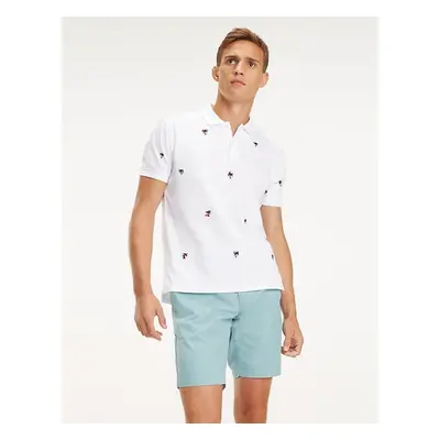 Polo shirt - Tommy Hilfiger ALLOVER PALM EMBR REGULAR POLO white