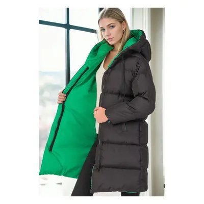 Z9687 DEWBERRY WOMEN'S COAT-BLACK-GREEN