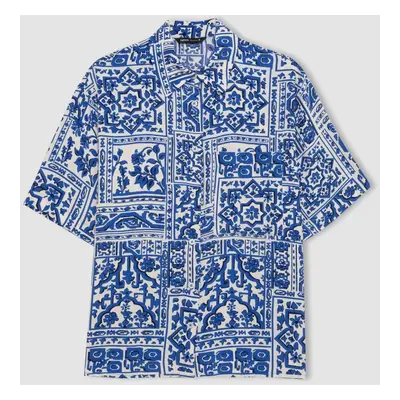 DEFACTO Oversize Fit Patterned Short Sleeve Shirt