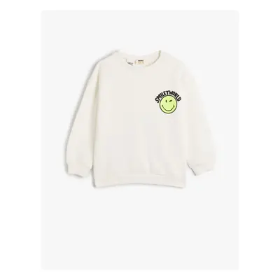 Koton Smileyworld® Sweatshirt Licensed Raised Long Sleeve Crew Neck