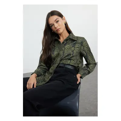 Trendyol Snake Patterned Satin Woven Shirt