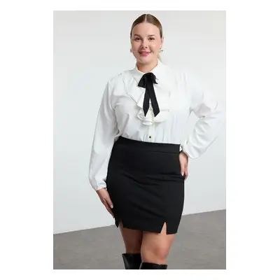 Trendyol Curve Ecru Woven Shirt with Removable Bow