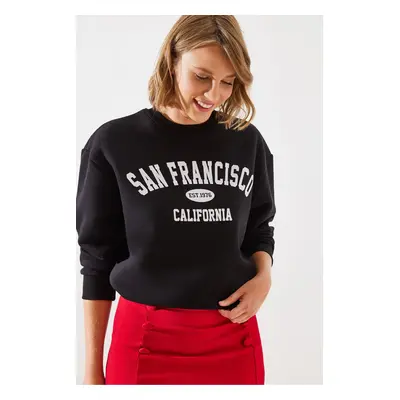 Bianco Lucci Women's Triple Thread Raised San Francisco Printed Sweatshirt MBHS006