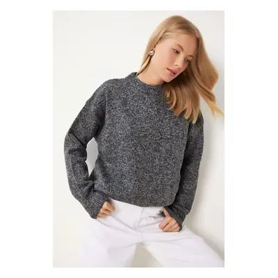 Happiness İstanbul Women's Gray Melange Casual Knitwear Sweater