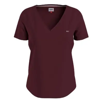 Tommy Jeans T-shirt - TJW SLIM JERSEY V NE RED