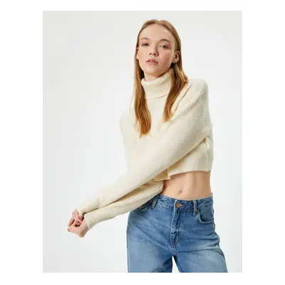 Koton Crop Knitwear Sweater Turtleneck Long Sleeve Acrylic Blend