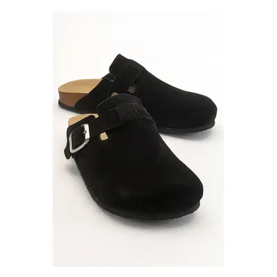 LuviShoes GONS Black Women's Suede Leather Slippers