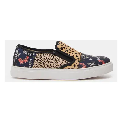 Oranžovo-modré dámské vzorované kožené slip-on Desigual Animal Patch - Dámské