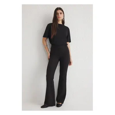 Trendyol Black Bell-bottomed Regular Waist Trousers