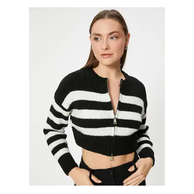 Koton Women's Black Striped Cardigan