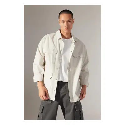 DEFACTO Oversize Wide Fit Cotton Long Sleeve Shirt Jacket