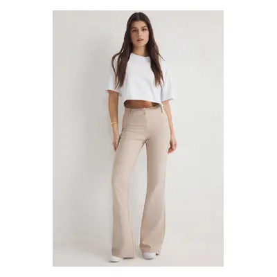 Trendyol Mink Bell-bottomed Regular Waist Trousers