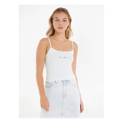 Bílé dámské tílko Tommy Jeans TJW BBY Color Linear Strap Top - Dámské