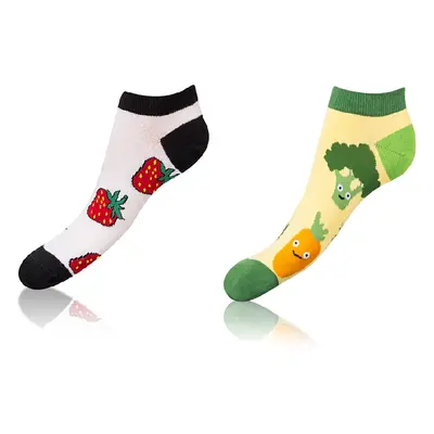 Bellinda CRAZY IN-SHOE SOCKS 2x - Cheerful Short Socks Pairs - Light Green - Red - Black