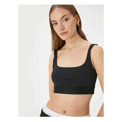 Koton Crop Tank Top Thick Strap Square Collar