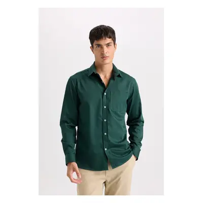 DEFACTO Regular Fit Polo Collar Gabardine Long Sleeve Shirt