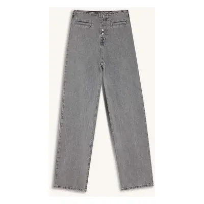 DEFACTO 90's Wide Leg Wide Cut High Waist Wide Leg Long Jean Washed Trousers