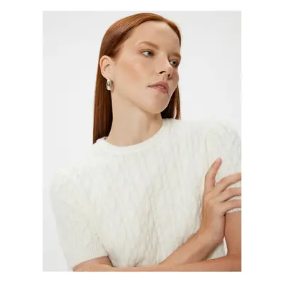 Koton Short Sleeve Knitted Sweater Hair Knit Textured Round Neck