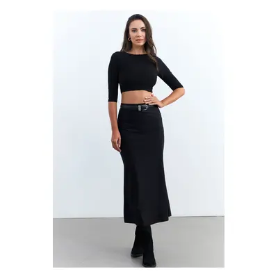 Cool & Sexy Women's Black Elastic Waist Skirt