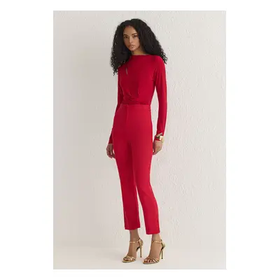 Trendyol Red Shirred Snap Knit