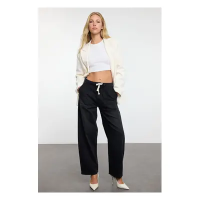 Trendyol Black Tie Detail High Waist Barrel Baggy Jeans