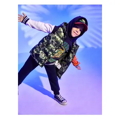 Koton Inflatable Vest Camouflage Patterned Hoodie