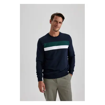 DEFACTO Regular Fit Color Block Crew Neck Basic Plain Sweatshirt