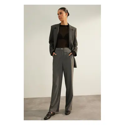 Trendyol Anthracite Premium Quality Wide Leg/Wide Leg Woven Fabric Trousers