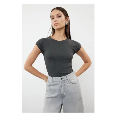 Trendyol Gray Moon Sleeve Fitted Stretchy Knitted Blouse