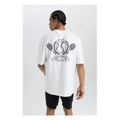 DEFACTO Fit Oversize Fit Crew Neck Back Printed Short Sleeve T-Shirt