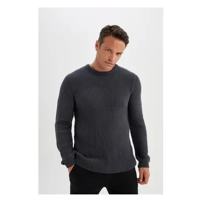 DEFACTO Standard Fit Regular Cut Crew Neck Textured Knitwear Sweater