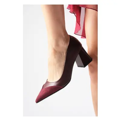 Mio Gusto Whitney Burgundy Color Block Heeled Women's Heeled Shoes