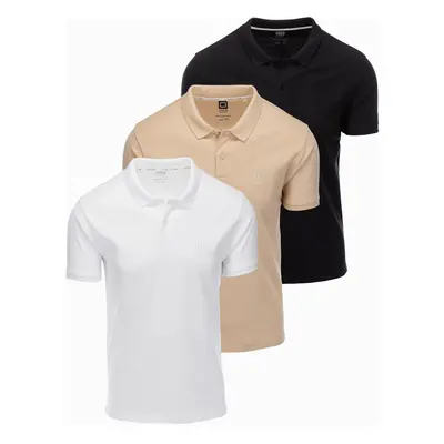 Ombre Set of men's pique knit polo shirts 3-pack