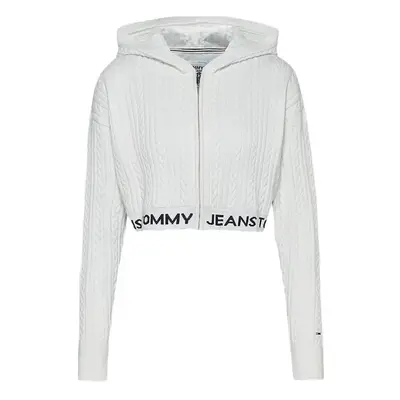 Tommy Jeans Cardigan - TJW BXY CROP ZIP WAI white