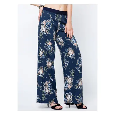 Swedish trousers decorated with a print in navy blue roses