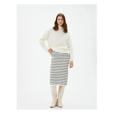 Koton Midi Knitwear Skirt Normal Waist