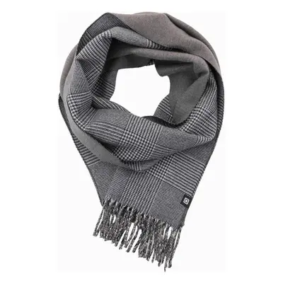 Ombre Double-sided men's checkered scarf with tassels - black and white