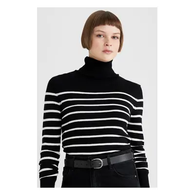 DEFACTO Regular Fit Striped Turtleneck Knitwear Sweater