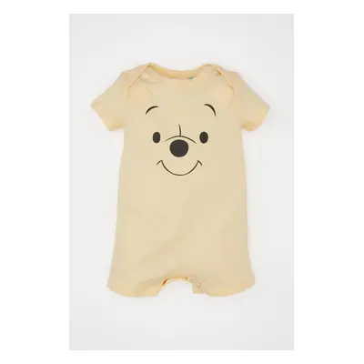 DEFACTO Baby Boy Newborn Disney Winnie The Pooh Combed Cotton Short Sleeve Rompers