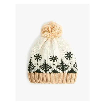 Koton Knitted Beanie Ethnic Patterned Pompom Detail