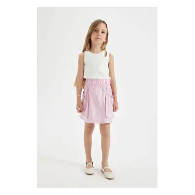 DEFACTO Girl's Poplin Skirt with Pockets