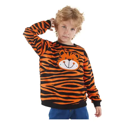 Denokids Tiger Applique Boy Sweatshirt